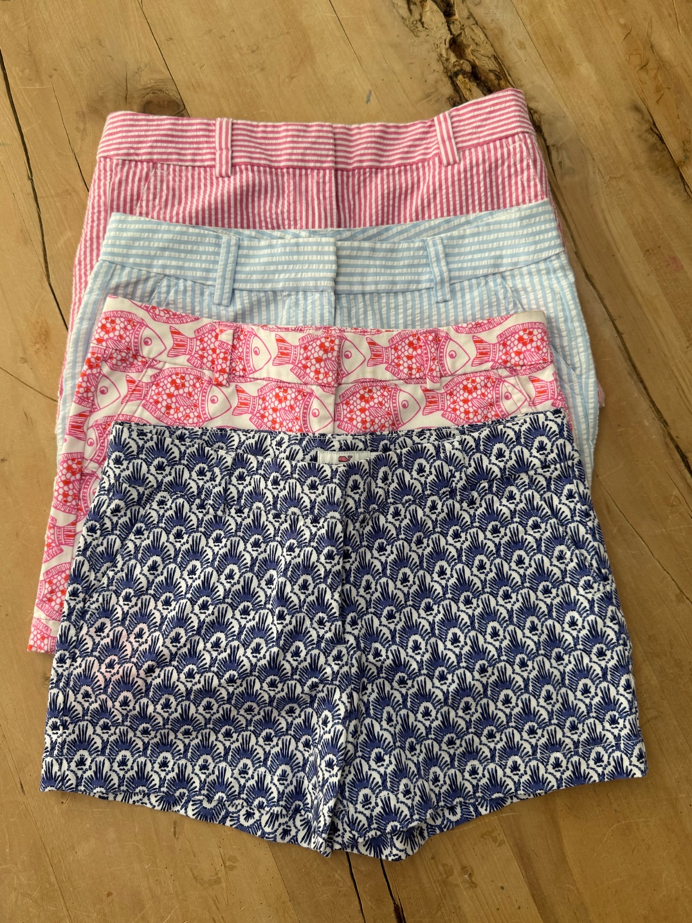 Vineyard Vines Girls Blue and Pink Patterned Shorts
